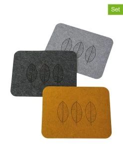 3er-Set: Tischset "Blata" In Grau/ Anthrazit/ Orange - (L)45 X (B)35 Cm