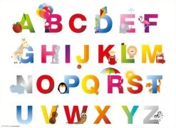 Tischset I Platzset Abwaschbar - ABC - Aus Erstklassigem Vinyl (Kunststoff Ð BPA-frei) - 1 Stück - 44 X 32 Cm - Rutschfeste Tischdekoration