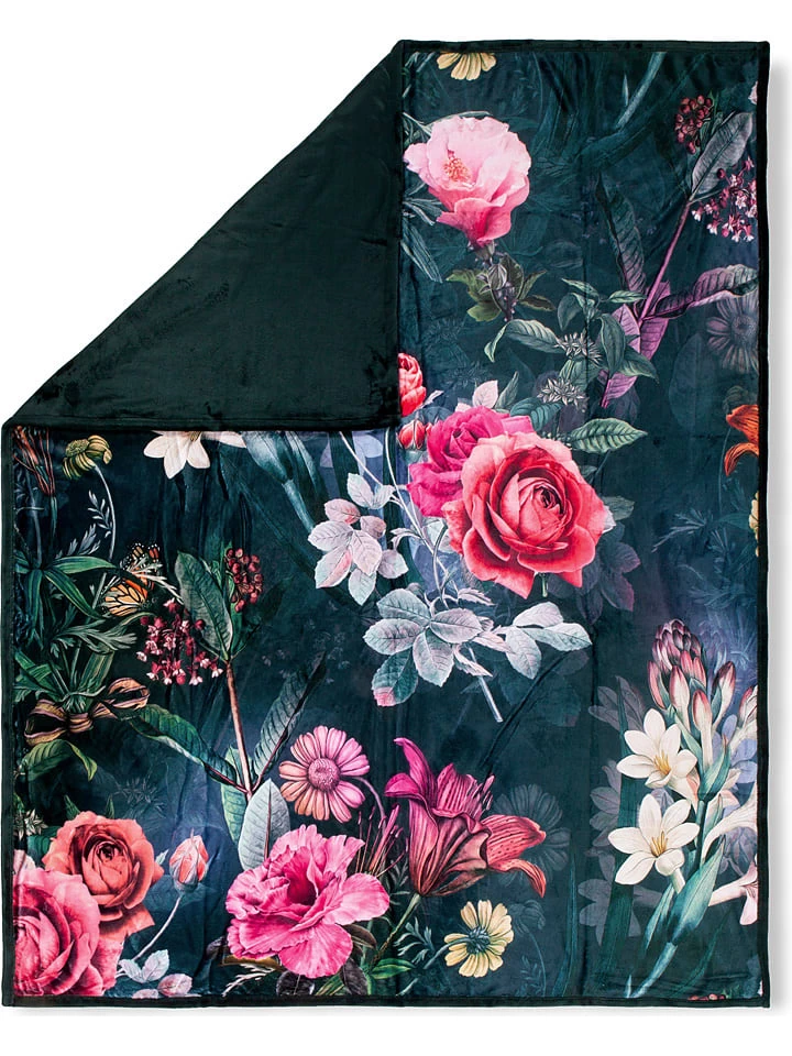 Plaid "Simone" In Dunkelgrün/ Bunt 2 Plaid "Simone" In Dunkelgrün/ Bunt – Bild 2