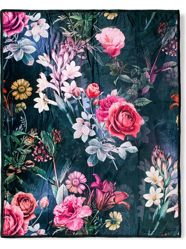 Plaid "Simone" In Dunkelgrün/ Bunt 1 Plaid "Simone" In Dunkelgrün/ Bunt