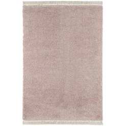 Hochflor Teppich Fransen Aloe Rosa Creme