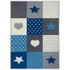 Kinderteppich Kurzflor Pretty Patchwork Grau Blau