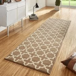 Kurzflor Teppich Läufer Glam Braun Creme -Günstiges Wohn Textil Geschäft hanse home kurzflor teppich laufer glam braun creme 1