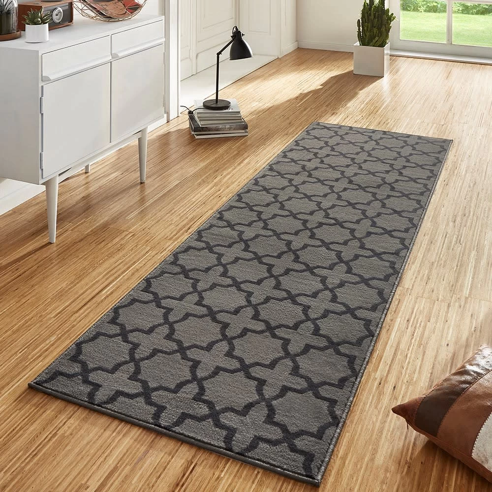 Kurzflor Teppich Läufer Glam Grau 2 Kurzflor Teppich Läufer Glam Grau – Bild 2