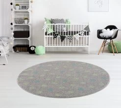 Kinderteppich CONFETTI Silbergrau/mint Rund -Günstiges Wohn Textil Geschäft happy rugs kinderteppich confetti silbergrau mint rund 3