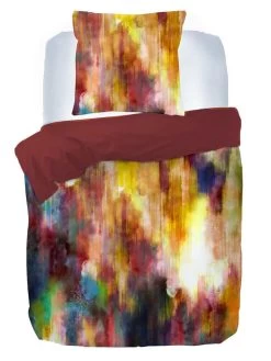 Satin-Bettwäsche-Set In Bordeaux/ Bunt