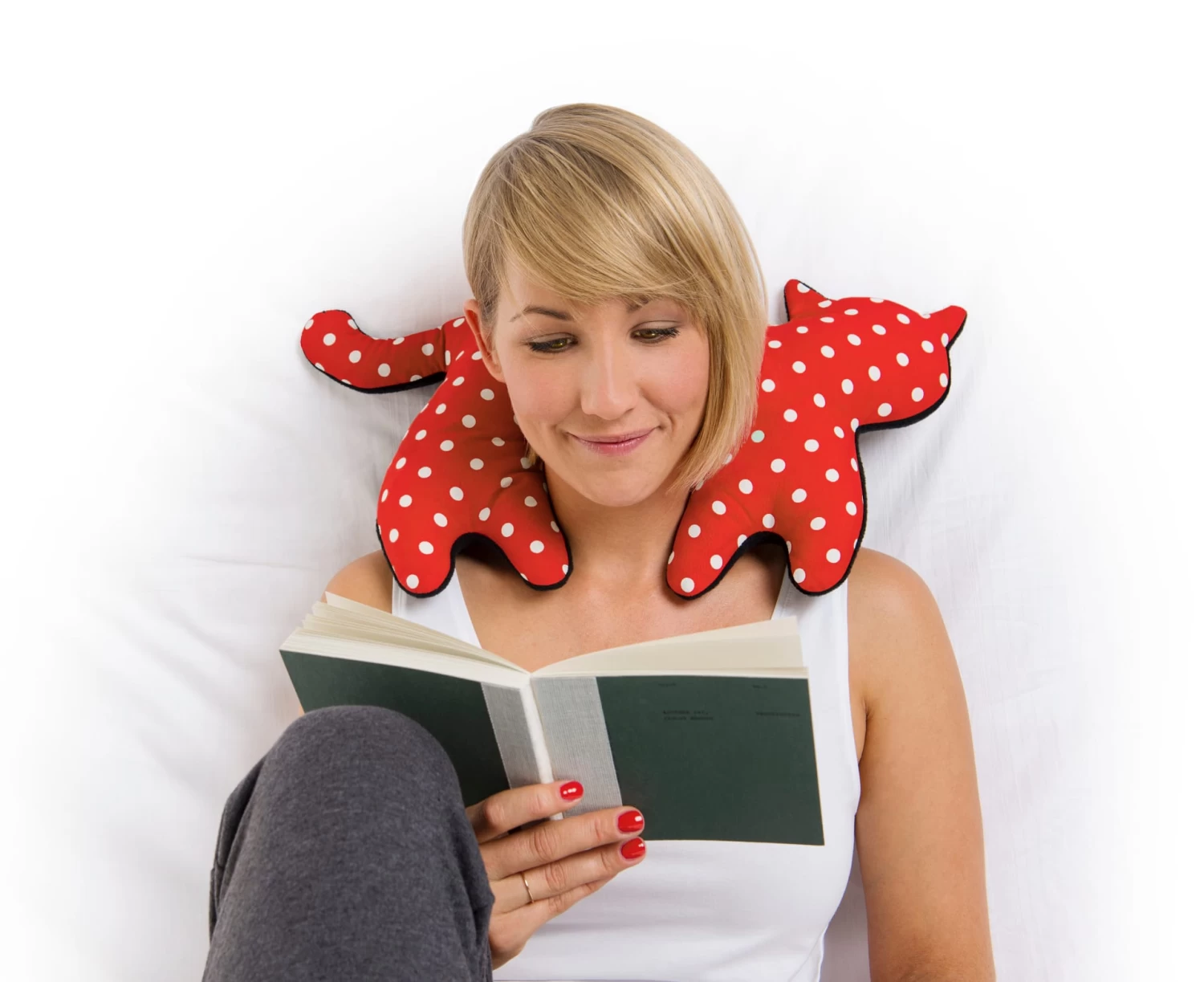 Nackenkissen "Katze Feline" In Polka Dot Rot 2 Nackenkissen "Katze Feline" In Polka Dot Rot – Bild 2