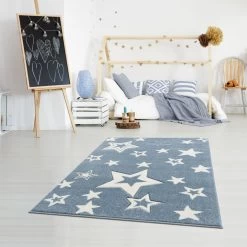 Kinderteppich STARLIGHT In Blau/weiß 8 Kinderteppich STARLIGHT In Blau/weiß -Günstiges Wohn Textil Geschäft livone kinderteppich starlight in blau weiss 3