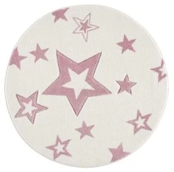 Kinderteppich STARLIGHT In Creme/rosa Rund