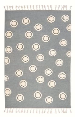 Schurwoll Teppich RING In Silbergrau/natur