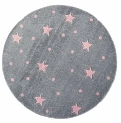 Teppich HEAVEN Silbergrau/rosa Rund