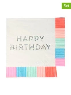 Meri-Meri 16er-Set: Servietten "Happy Birthday" In Weiß/ Bunt