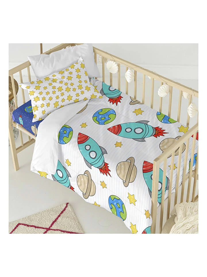 Bettwäsche-Set "Space Rocket" In Weiß/ Hellblau 4 Bettwäsche-Set "Space Rocket" In Weiß/ Hellblau – Bild 4