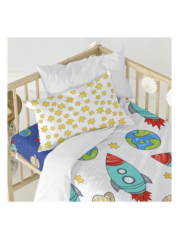 Bettwäsche-Set "Space Rocket" In Weiß/ Hellblau 6 Bettwäsche-Set "Space Rocket" In Weiß/ Hellblau – Bild 6