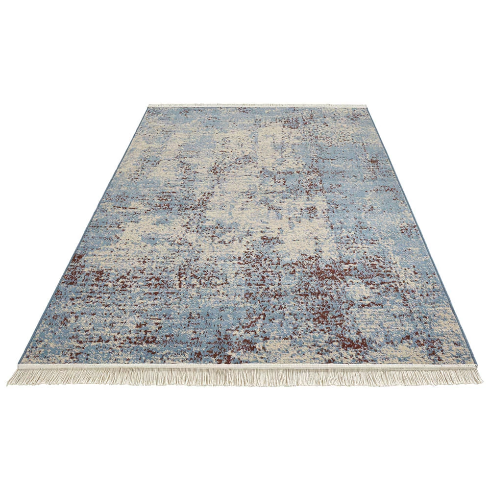 Faltbarer Flachgewebe Deko-Teppich Robina Blau Creme 2 Faltbarer Flachgewebe Deko-Teppich Robina Blau Creme – Bild 2