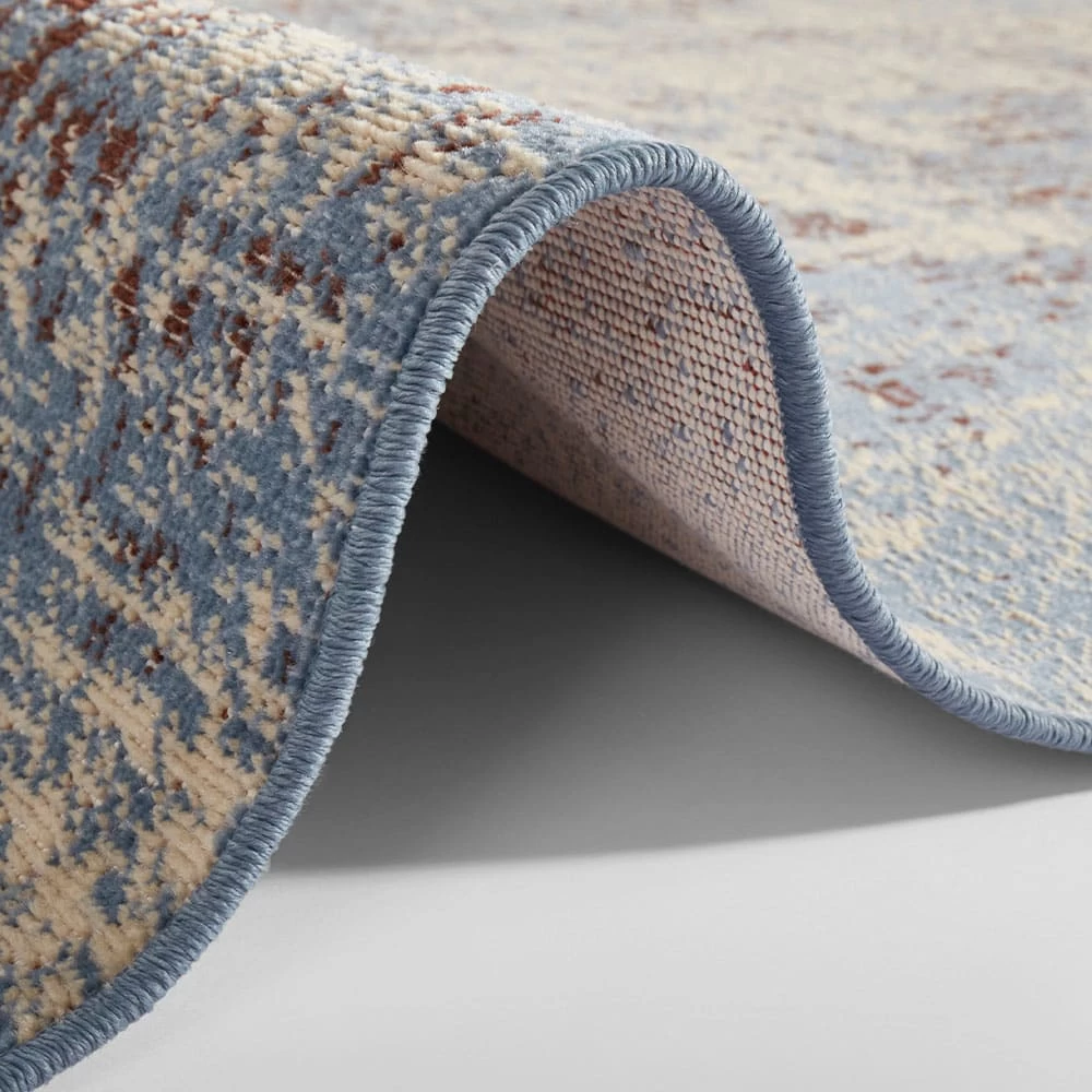 Faltbarer Flachgewebe Deko-Teppich Robina Blau Creme 3 Faltbarer Flachgewebe Deko-Teppich Robina Blau Creme – Bild 3