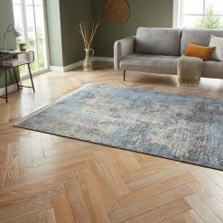 Faltbarer Flachgewebe Deko-Teppich Robina Blau Creme 7 Faltbarer Flachgewebe Deko-Teppich Robina Blau Creme -Günstiges Wohn Textil Geschäft nouristan faltbarer flachgewebe deko teppich robina blau creme 3