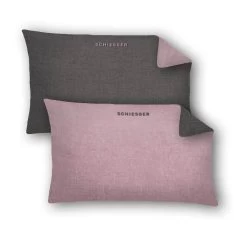 Schiesser Feinbiber Kissenhüllen 2er Pack Doubleface In Rosa-Anthrazit