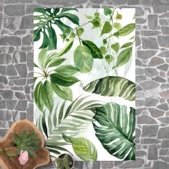 Vinyl-Teppich - Aquarell Tropische Blätter Und Ranken In Grün 9 Vinyl-Teppich - Aquarell Tropische Blätter Und Ranken In Grün -Günstiges Wohn Textil Geschäft wallart vinyl teppich aquarell tropische blatter und ranken in grun 2