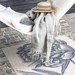 Vinyl-Teppich - Indigo Blüte Auf Leinen I In Blau -Günstiges Wohn Textil Geschäft wallart vinyl teppich indigo blute auf leinen i in blau 4